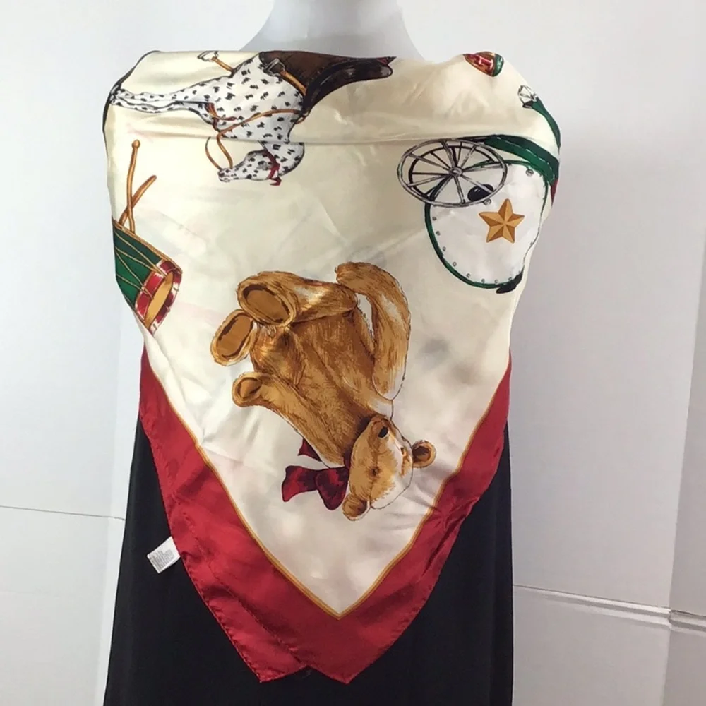 Vintage Echo Christmas toys silk scarf Japan